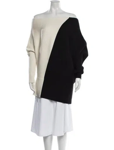 Pre-owned Reiss Wool Colorblock Pattern Sweater In Black
