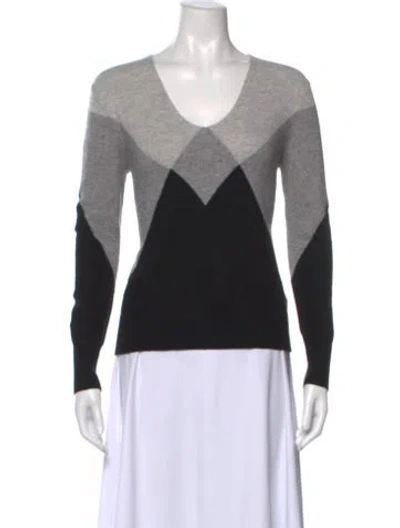 Pre-owned Reiss Wool Colorblock Pattern Sweater In Black