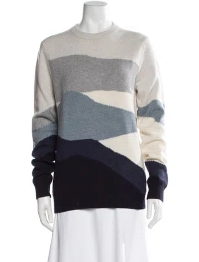 Pre-owned Reiss Wool Colorblock Pattern Sweater In Blue