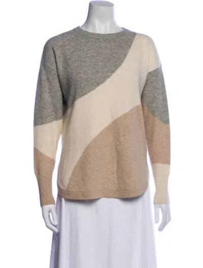 Pre-owned Reiss Wool Colorblock Pattern Sweater In Neutral