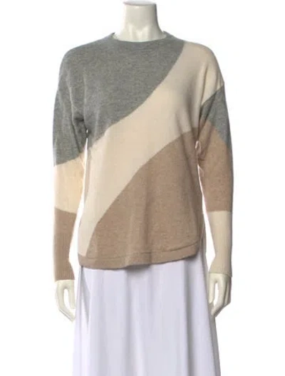 Pre-owned Reiss Wool Colorblock Pattern Sweater In Neutral