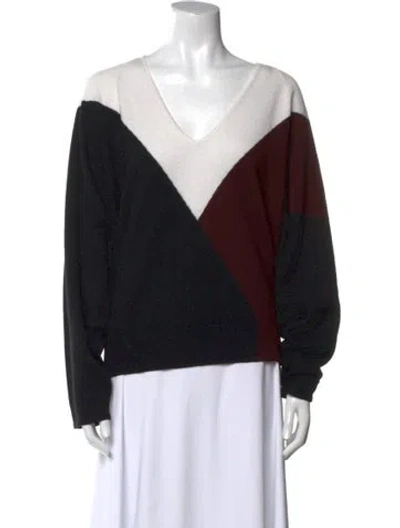 Pre-owned Reiss Wool Colorblock Pattern Sweater W/ Tags In Black