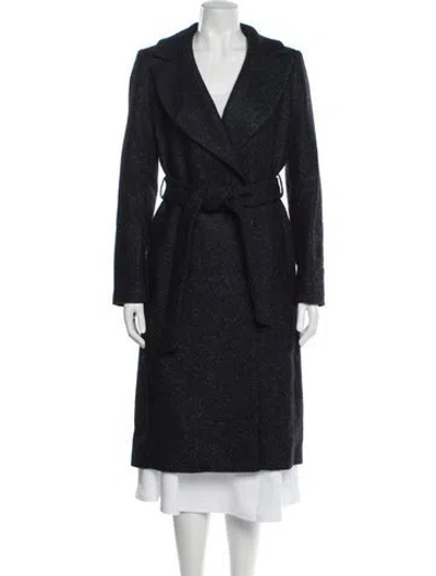 Pre-owned Reiss Wool Faux Fur Coat In Blue