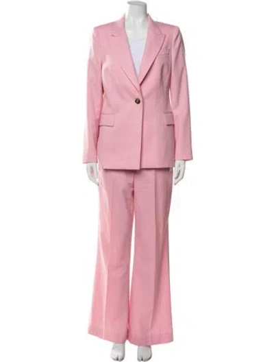 Pre-owned Reiss Wool Grosgrain Trim Pant Set In Pink