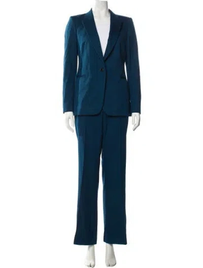 Pre-owned Reiss Wool Grosgrain Trim Pantsuit In Blue