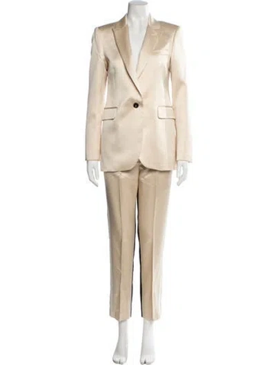 Pre-owned Reiss Wool Grosgrain Trim Pantsuit In Neutral