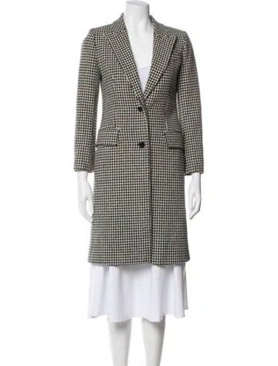Pre-owned Reiss Wool Houndstooth Print Coat In White
