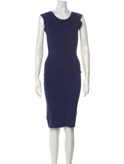Pre-owned Reiss Wool Knee-length Dress In Blue