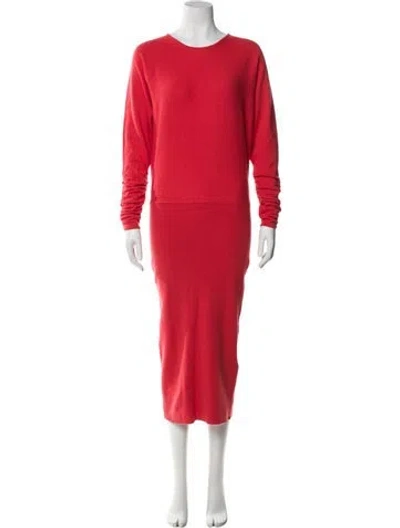 Pre-owned Reiss Wool Long Dress In Red