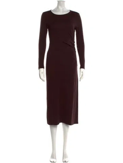 Pre-owned Reiss Wool Midi Length Dress In Brown