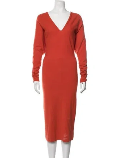 Pre-owned Reiss Wool Midi Length Dress In Red