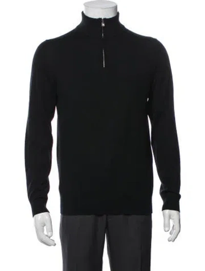 Pre-owned Reiss Wool Mock Neck Pullover In Blue