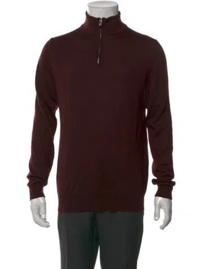 Pre-owned Reiss Wool Mock Neck Pullover In Brown