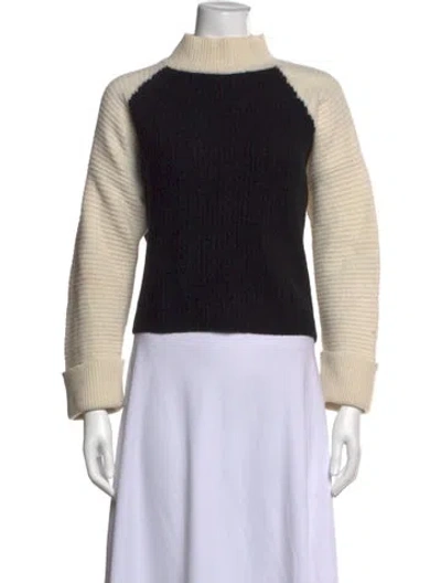 Pre-owned Reiss Wool Mock Neck Sweater In Black/neutrals