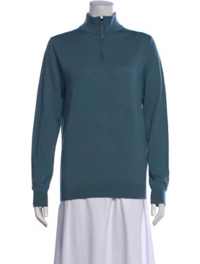 Pre-owned Reiss Wool Mock Neck Sweater In Blue