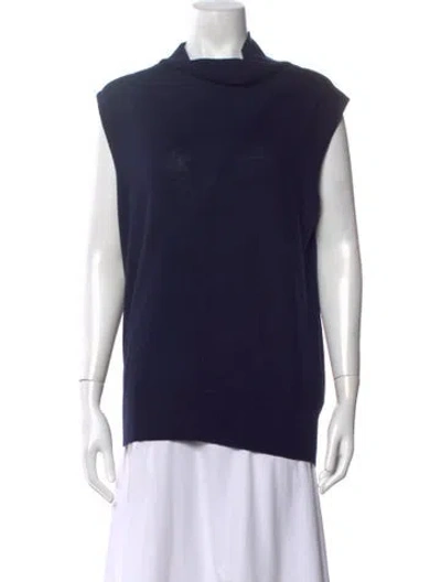 Pre-owned Reiss Wool Mock Neck Sweater In Blue