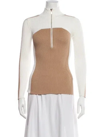 Pre-owned Reiss Wool Mock Neck Sweater In Neutral