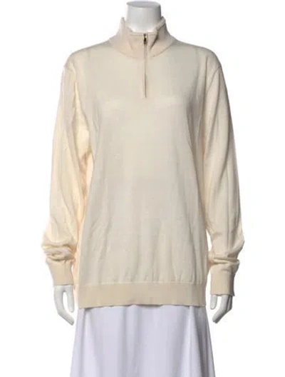 Pre-owned Reiss Wool Mock Neck Sweater In Neutrals