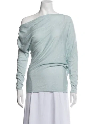 Pre-owned Reiss Wool Off-the-shoulder Sweater In Blue