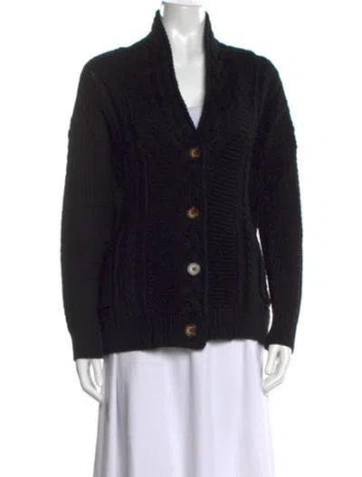 Pre-owned Reiss Wool Open Front Sweater In Black