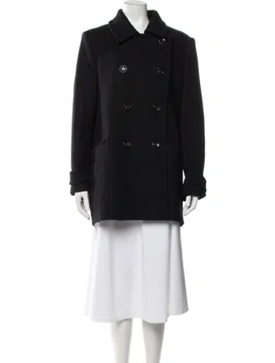 Pre-owned Reiss Wool Peacoat In Black