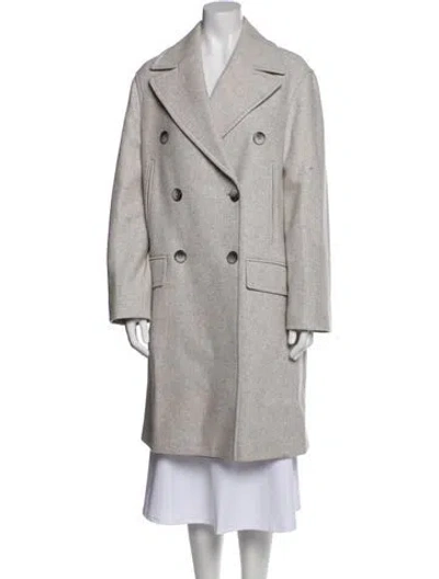 Pre-owned Reiss Wool Peacoat In Gray