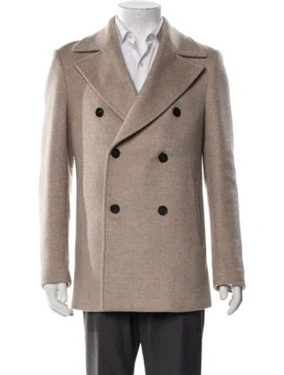 Pre-owned Reiss Wool Peacoat In Neutral