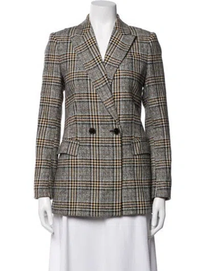 Pre-owned Reiss Wool Plaid Print Blazer In Multicolor