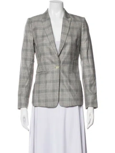 Pre-owned Reiss Wool Plaid Print Blazer In Multicolor