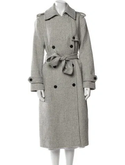 Pre-owned Reiss Wool Printed Trench Coat In Gray