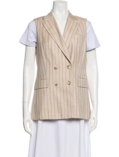 Pre-owned Reiss Wool Striped Vest In Neutral