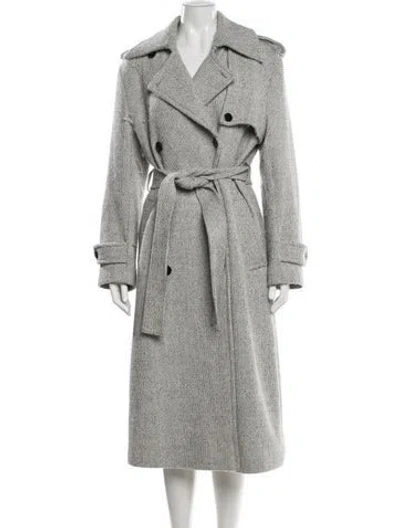 Pre-owned Reiss Wool Trench Coat In Grey