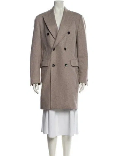 Pre-owned Reiss Wool Trench Coat In Neutral