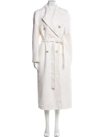 Pre-owned Reiss Wool Trench Coat W/ Tags In White