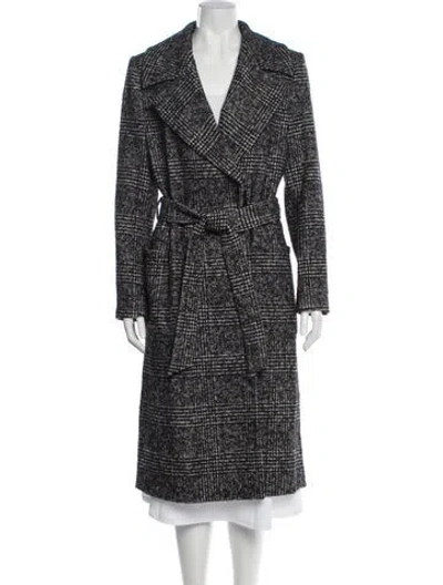 Pre-owned Reiss Wool Tweed Pattern Peacoat In Black