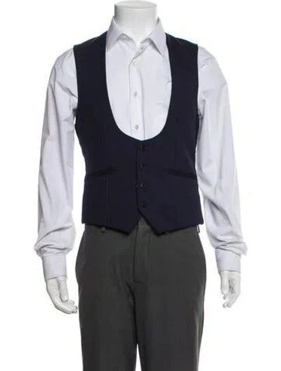 Pre-owned Reiss Wool Vest In Blue