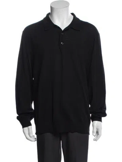 Pre-owned Reiss Wool V-neck Polo Sweater In Blue