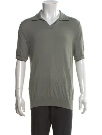 Pre-owned Reiss Wool V-neck Polo Sweater In Green