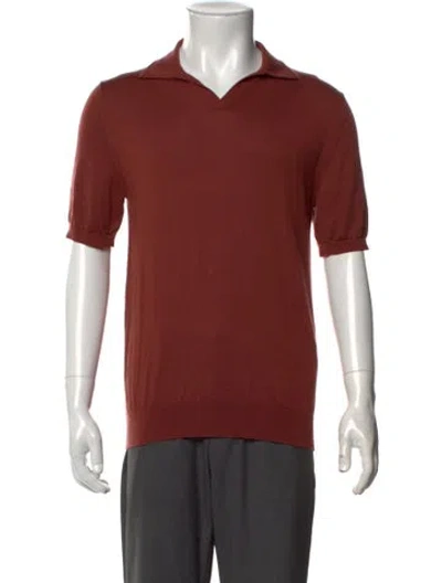 Pre-owned Reiss Wool V-neck Polo Sweater In Red