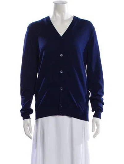 Pre-owned Reiss Wool V-neck Sweater In Blue