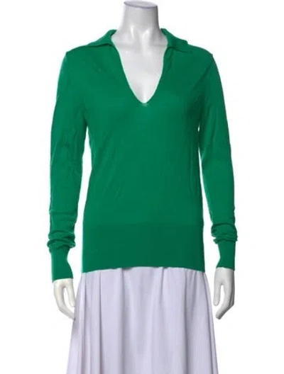 Pre-owned Reiss Wool V-neck Sweater In Green