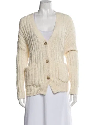 Pre-owned Reiss Wool V-neck Sweater In Neutral