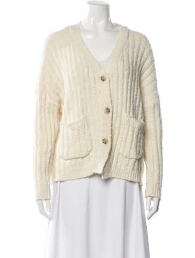 Pre-owned Reiss Wool V-neck Sweater In Neutral