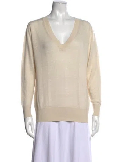 Pre-owned Reiss Wool V-neck Sweater In Neutral