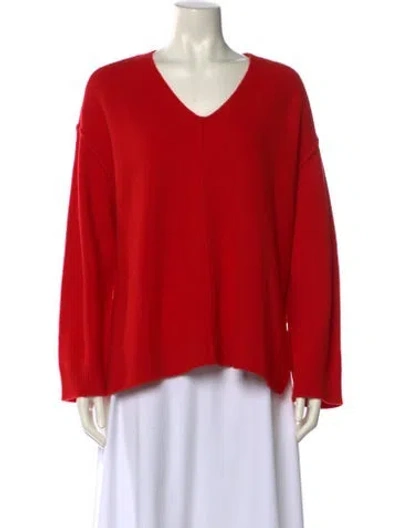 Pre-owned Reiss Wool V-neck Sweater In Red