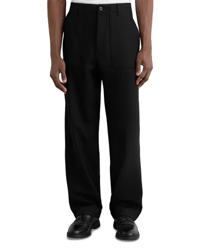 Reiss Wool Wide Leg Trousers In Black