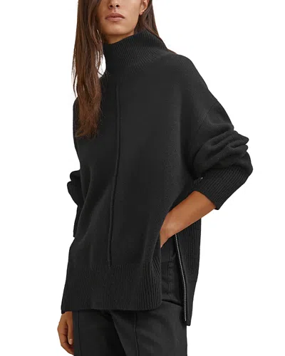 Reiss Wool Zip Hem Sweater In Black
