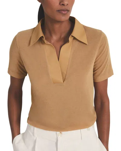 Reiss Wren Fitted Cashmere-blend Polo Shirt In Brown