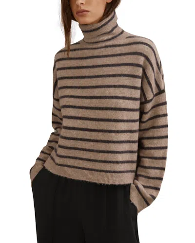 Reiss Wynn Striped Roll Neck Sweater In Brown