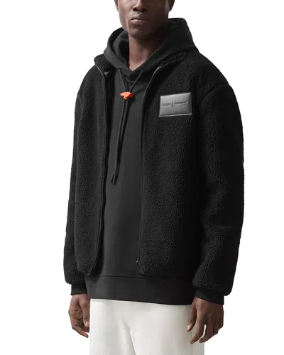 Reiss X Mclaren Snoop Oversized Fit Embroidered Fleece Jacket In Black